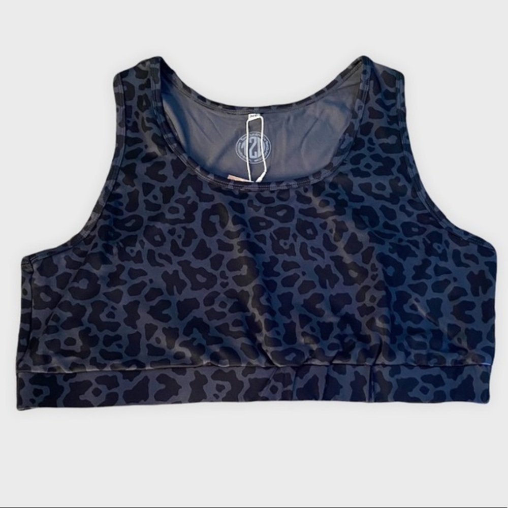 Black Gray Leopard Racerback Sports Bra Extra Large
